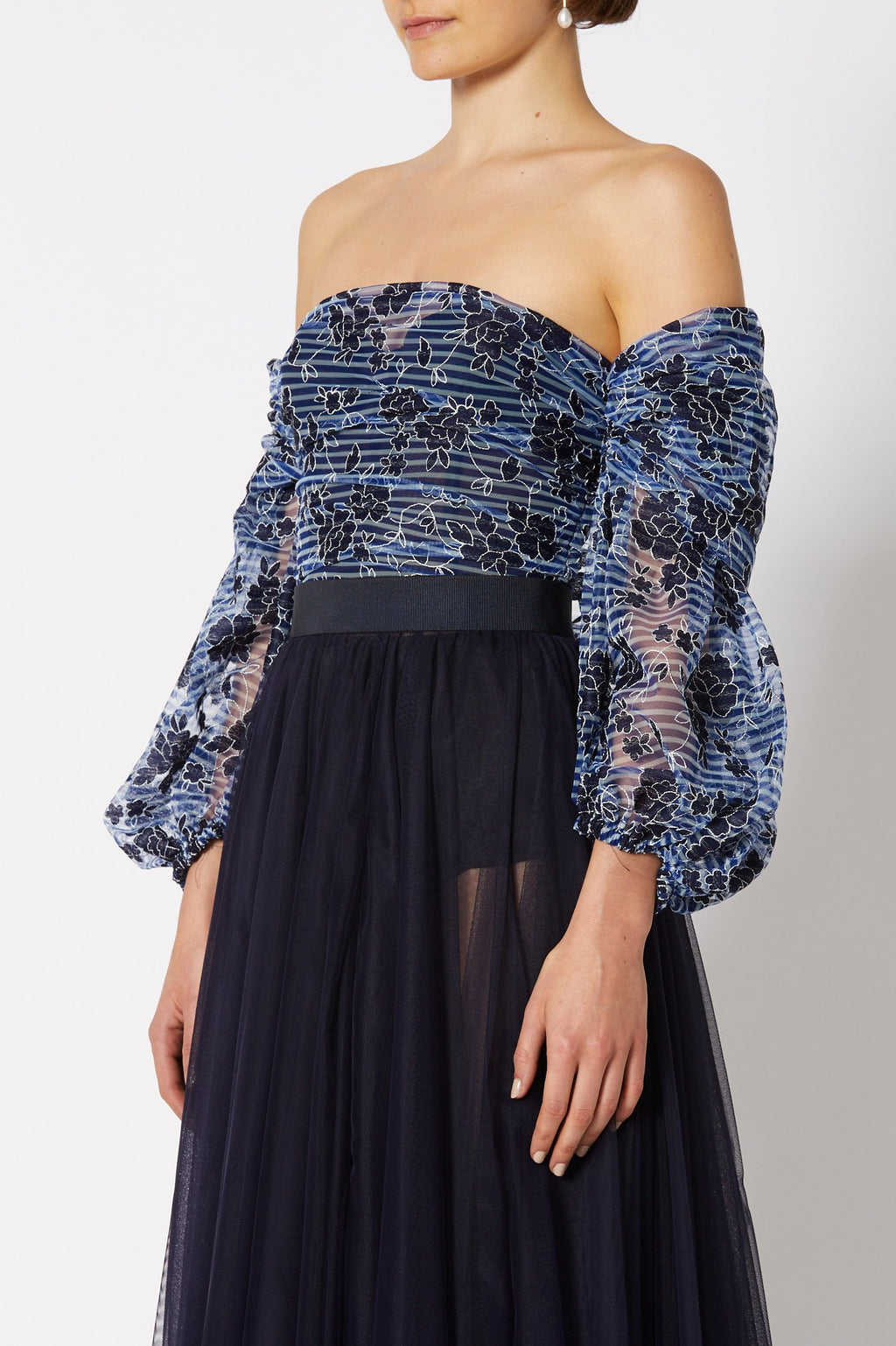 EMBROIDERED TULLE BUSTIER