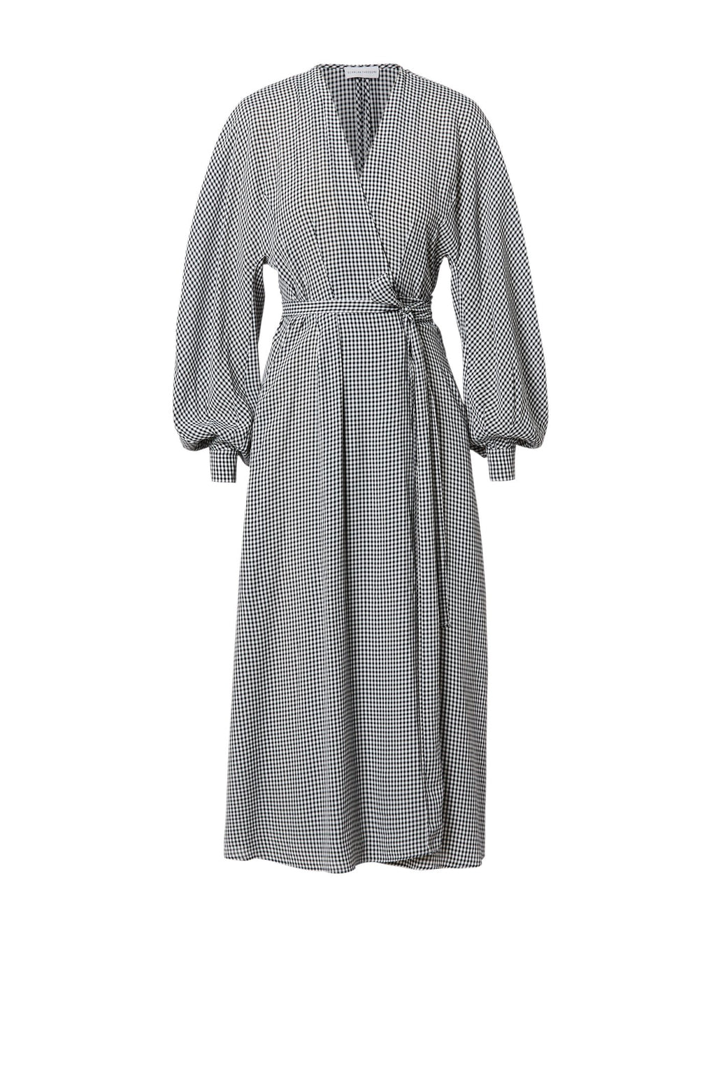 GINGHAM WRAP FRONT DRESS