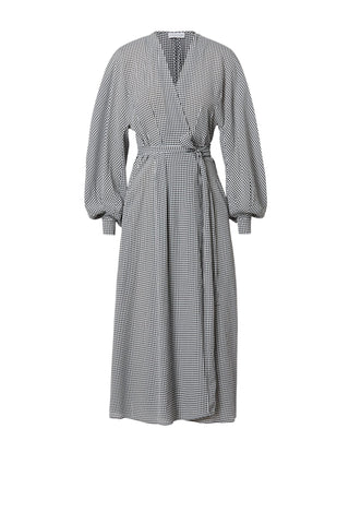 GINGHAM WRAP FRONT DRESS