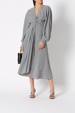 GINGHAM WRAP FRONT DRESS