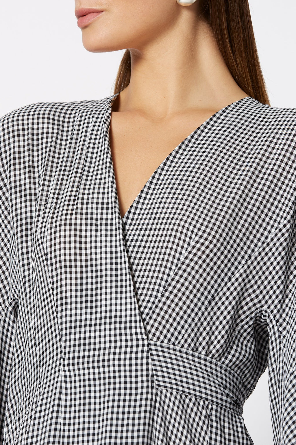 GINGHAM WRAP FRONT DRESS
