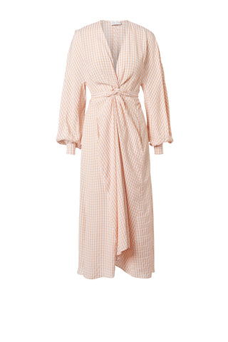 GINGHAM WRAP FRONT DRESS