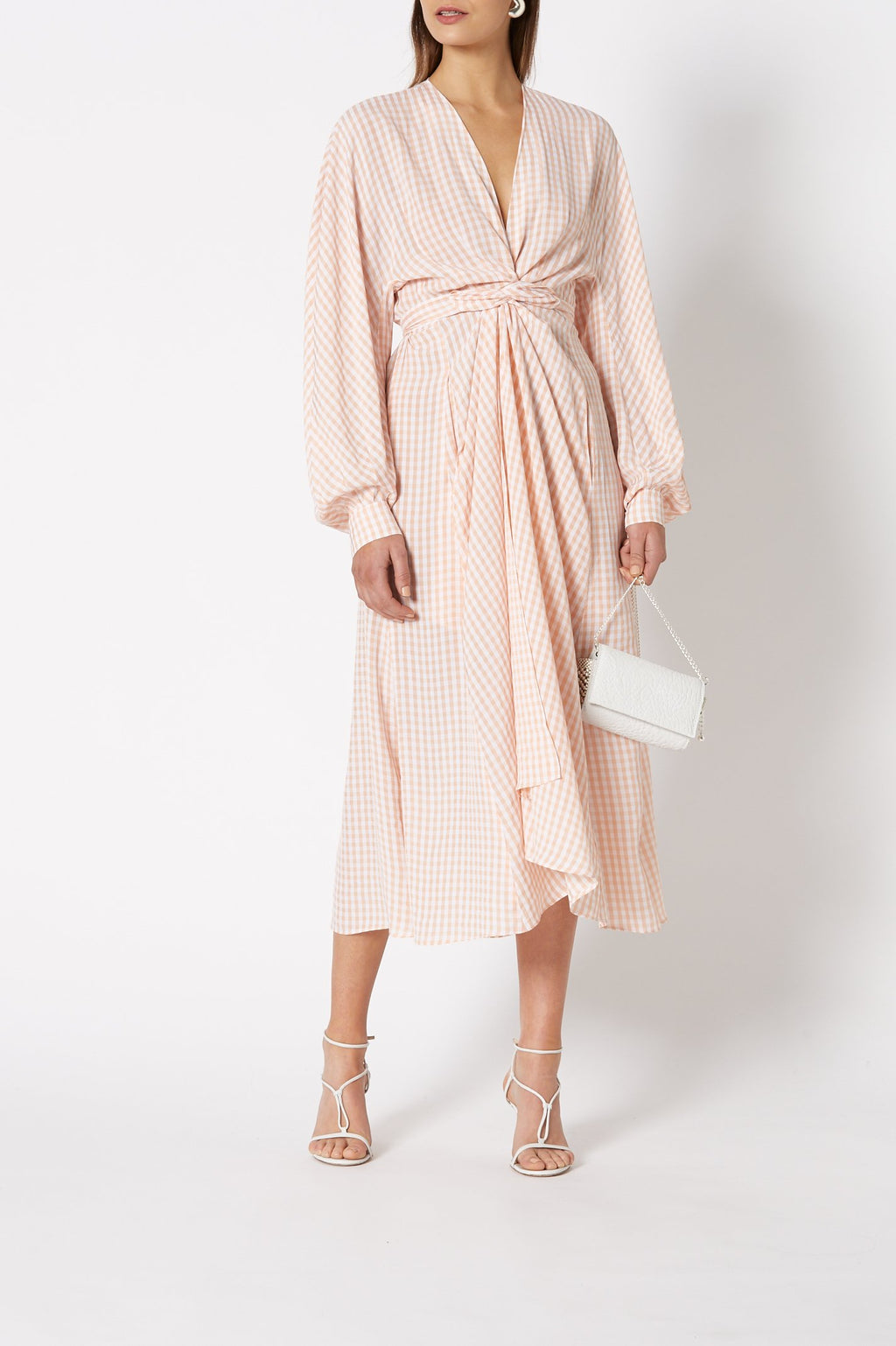 GINGHAM WRAP FRONT DRESS