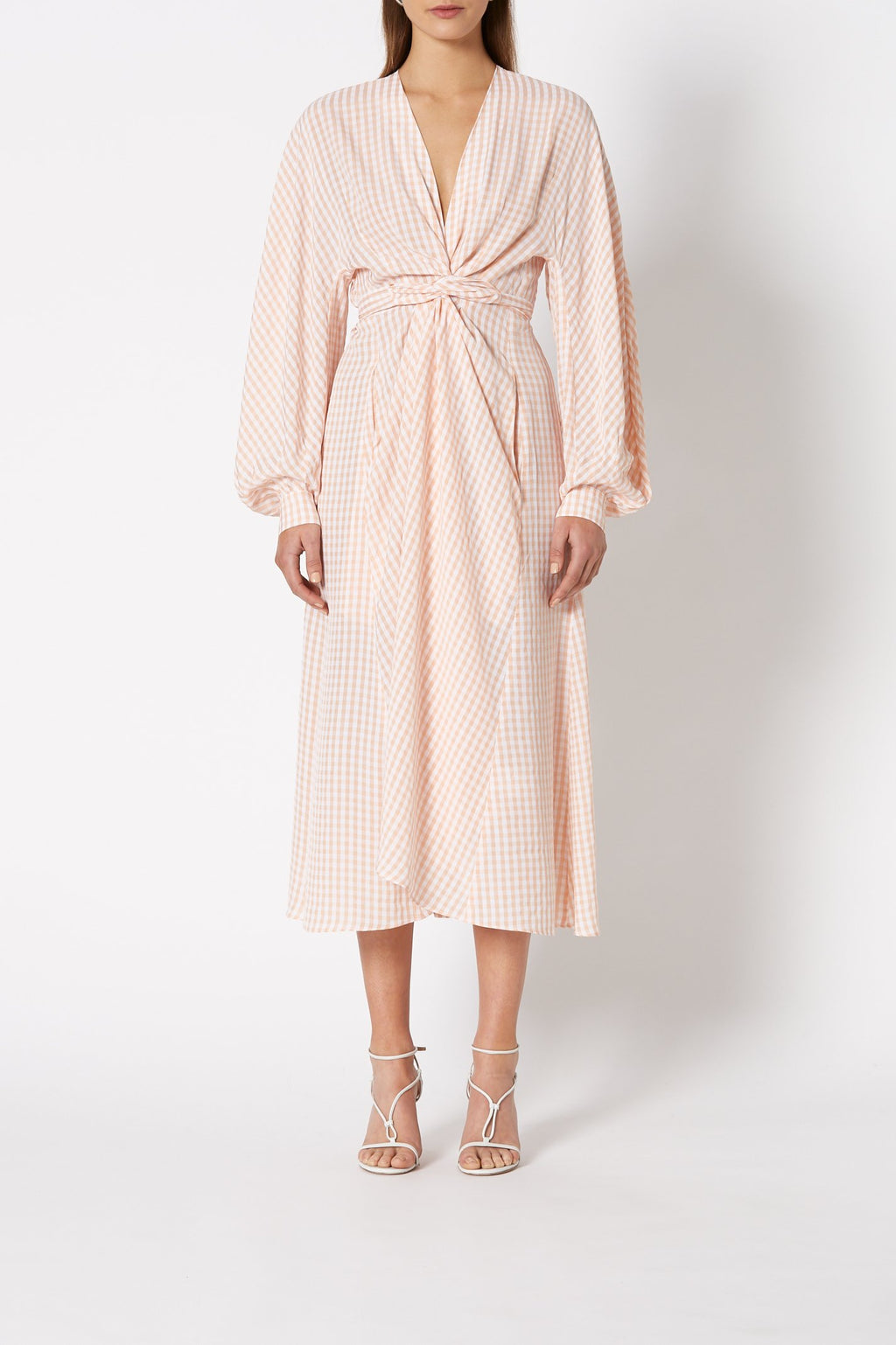 GINGHAM WRAP FRONT DRESS