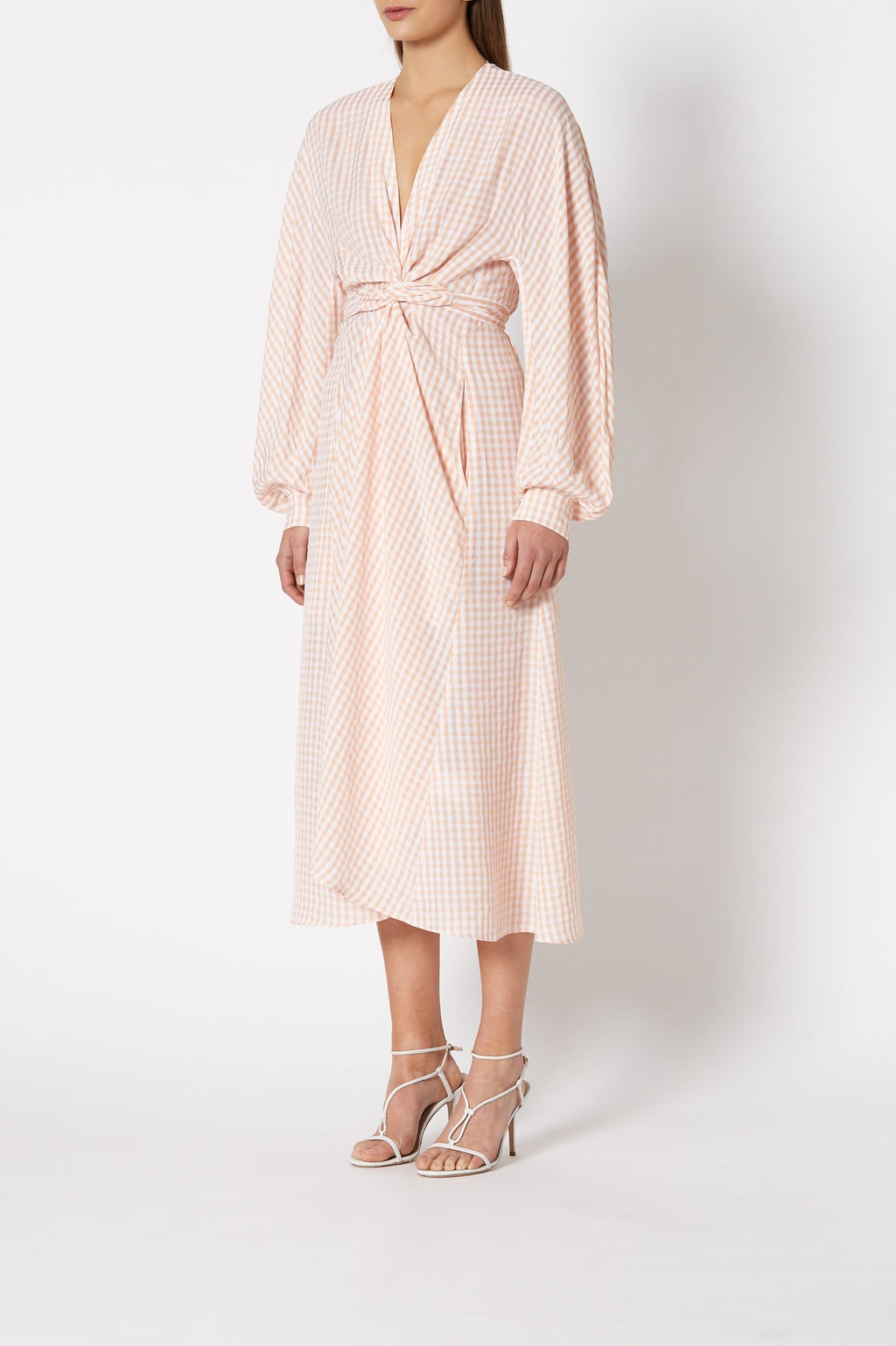 GINGHAM WRAP FRONT DRESS