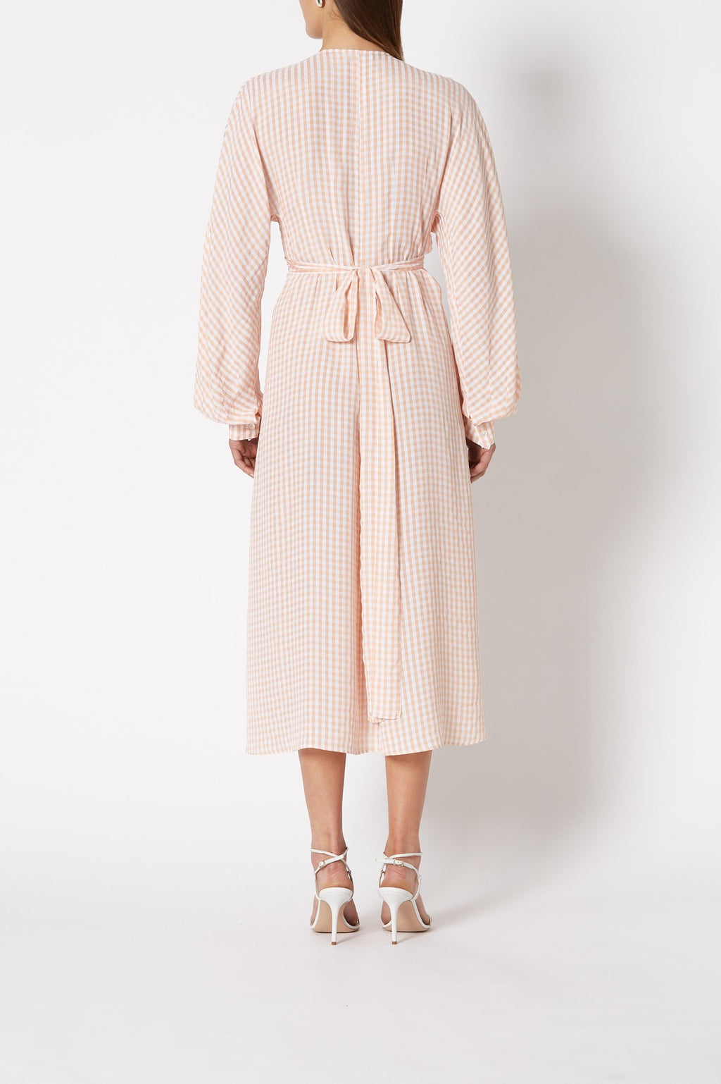 GINGHAM WRAP FRONT DRESS