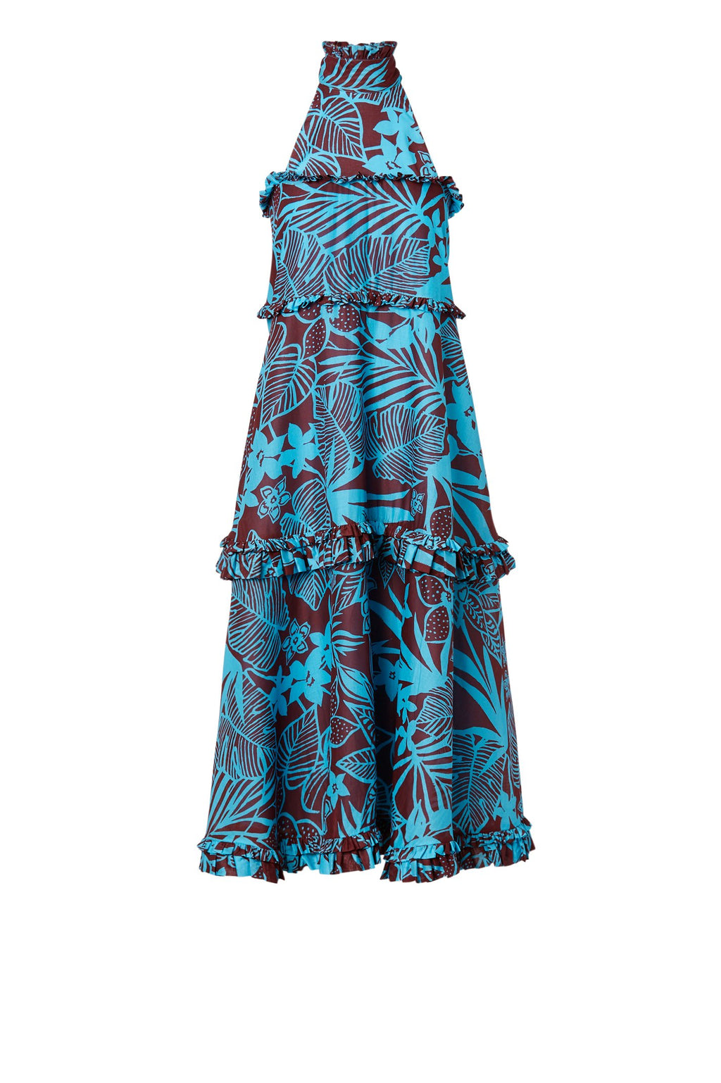 TROPICAL RUFFLE PRINT DRESS