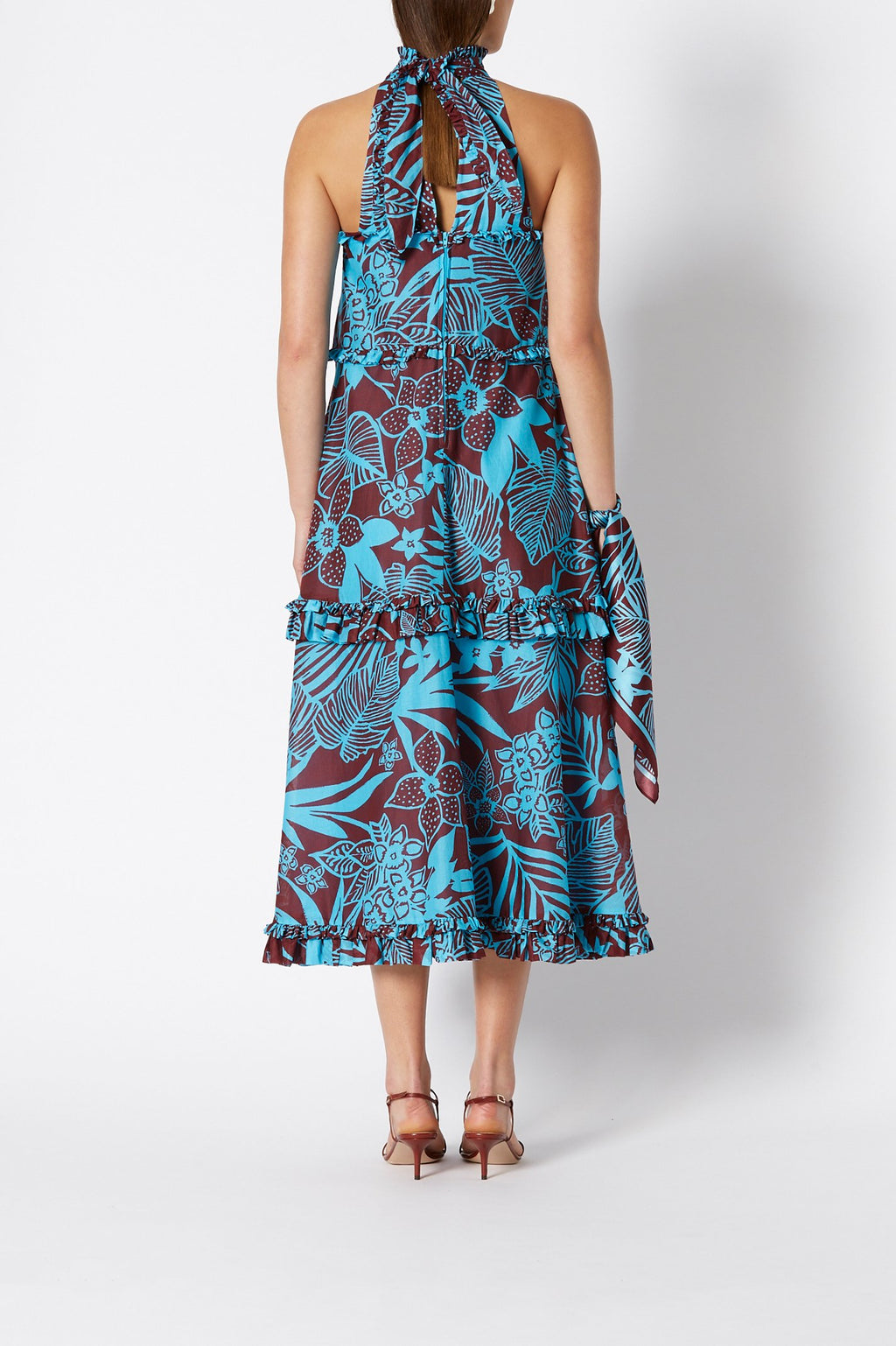 TROPICAL RUFFLE PRINT DRESS