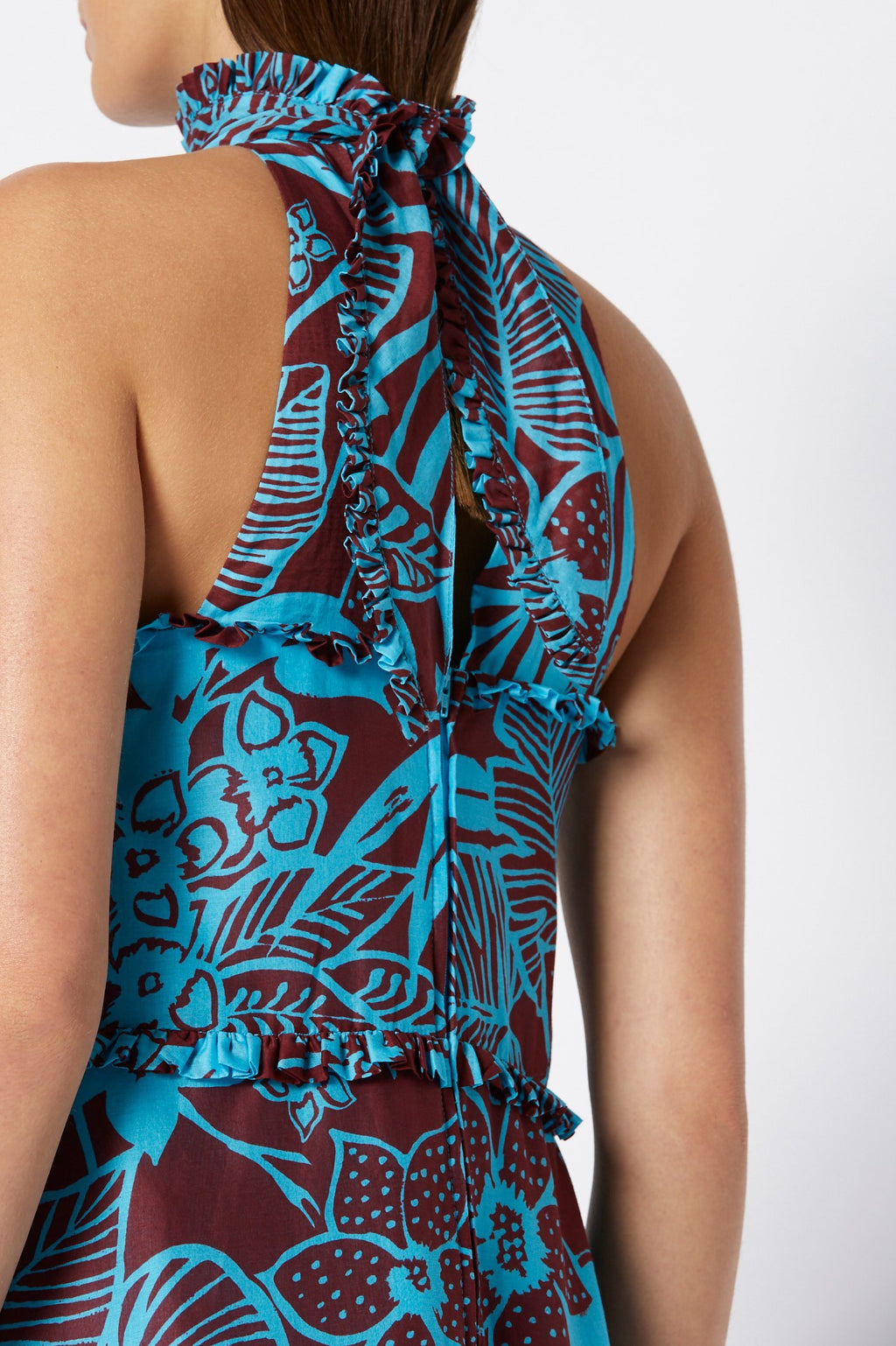 TROPICAL RUFFLE PRINT DRESS