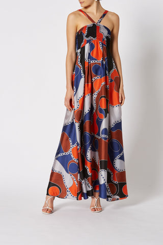 SILK PUZZLE PRINT DRESS