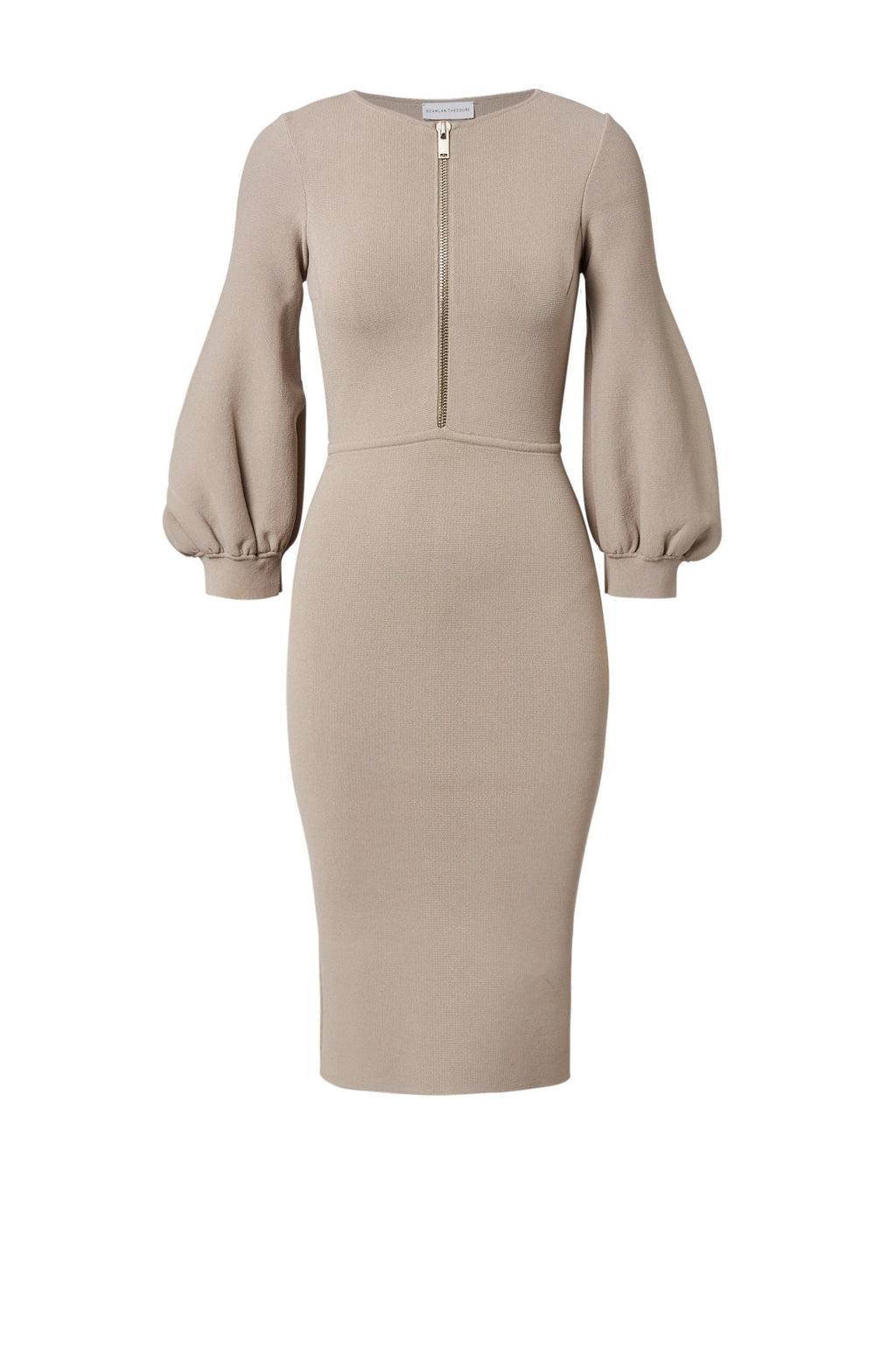 CREPE KNIT ZIP FRONT DRESS