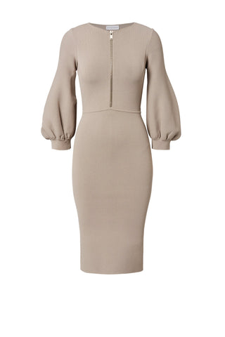 CREPE KNIT ZIP FRONT DRESS