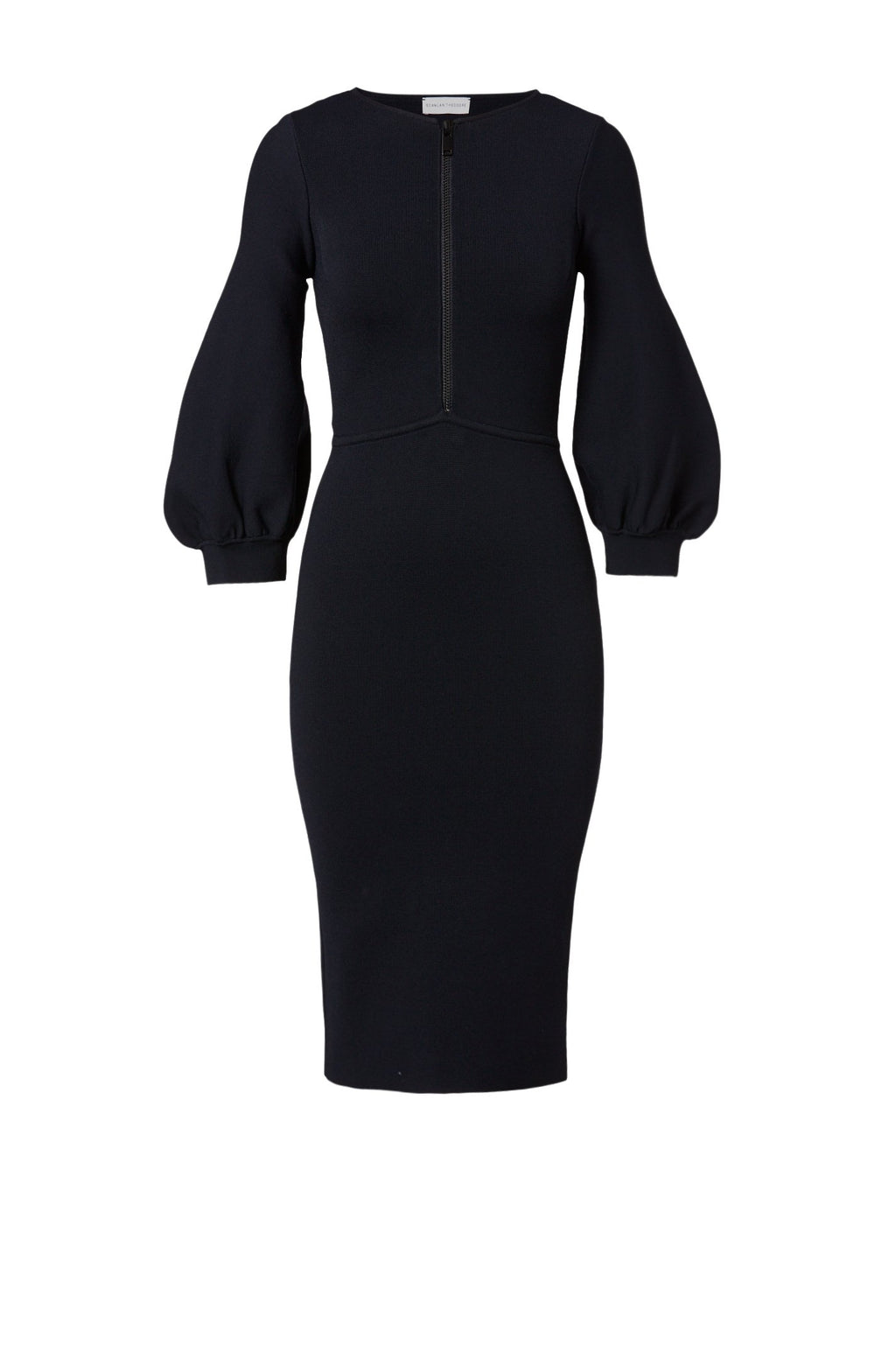 CREPE KNIT ZIP FRONT DRESS