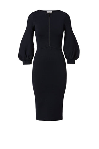 CREPE KNIT ZIP FRONT DRESS