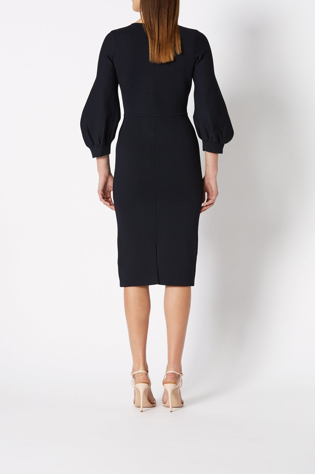CREPE KNIT ZIP FRONT DRESS