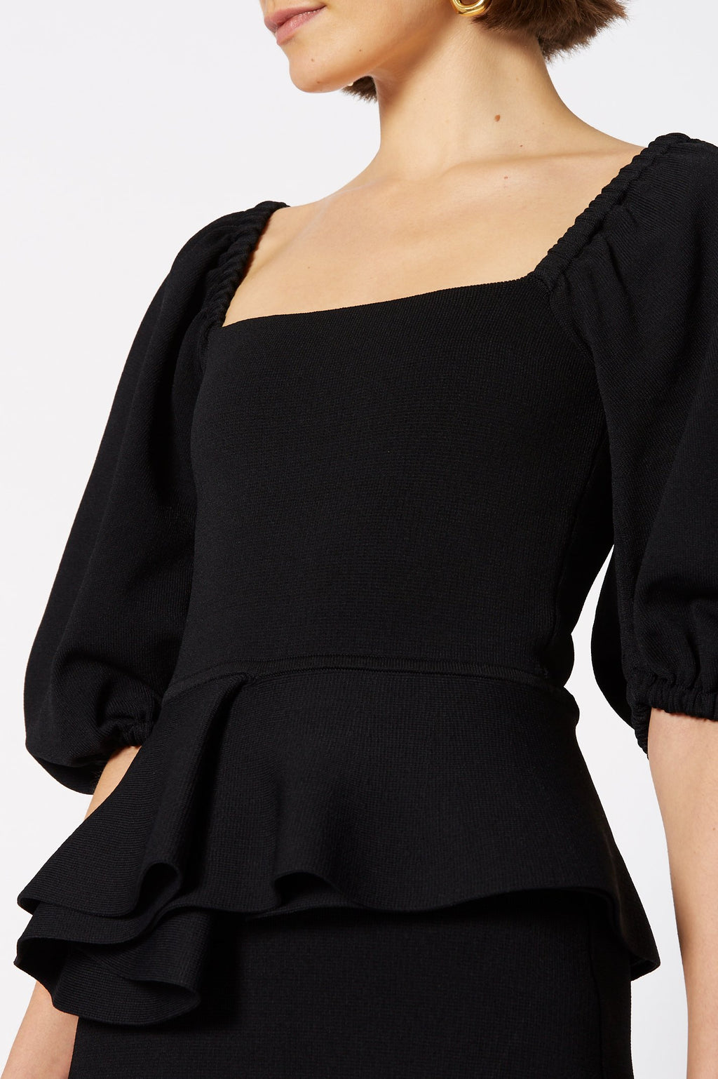 CREPE KNIT SHORT COUPE DRESS
