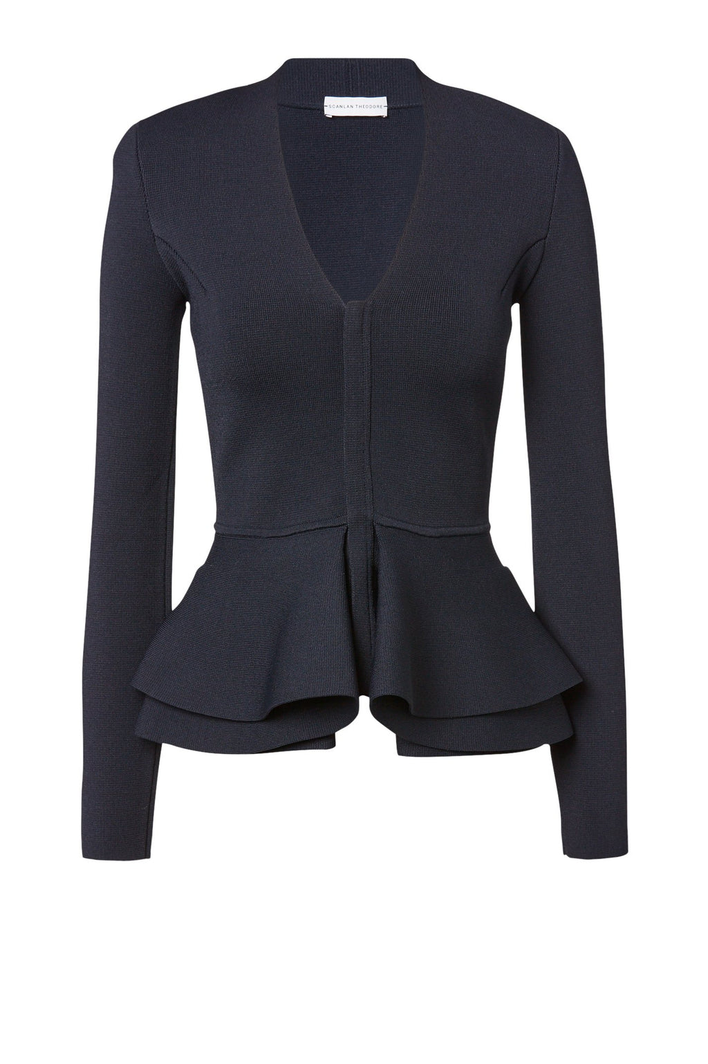 CREPE KNIT V-NK RUFFLE JACKET