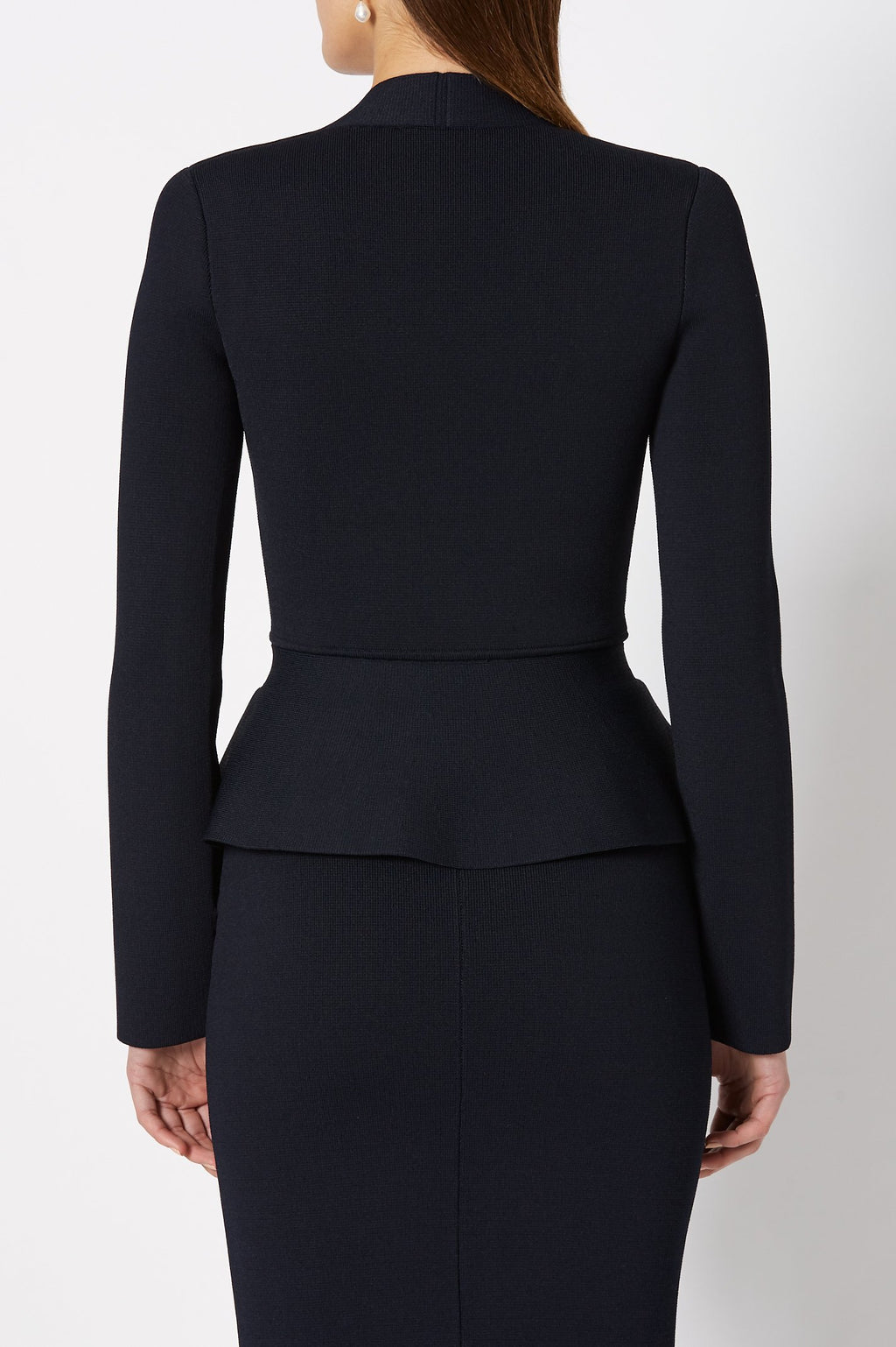 CREPE KNIT V-NK RUFFLE JACKET