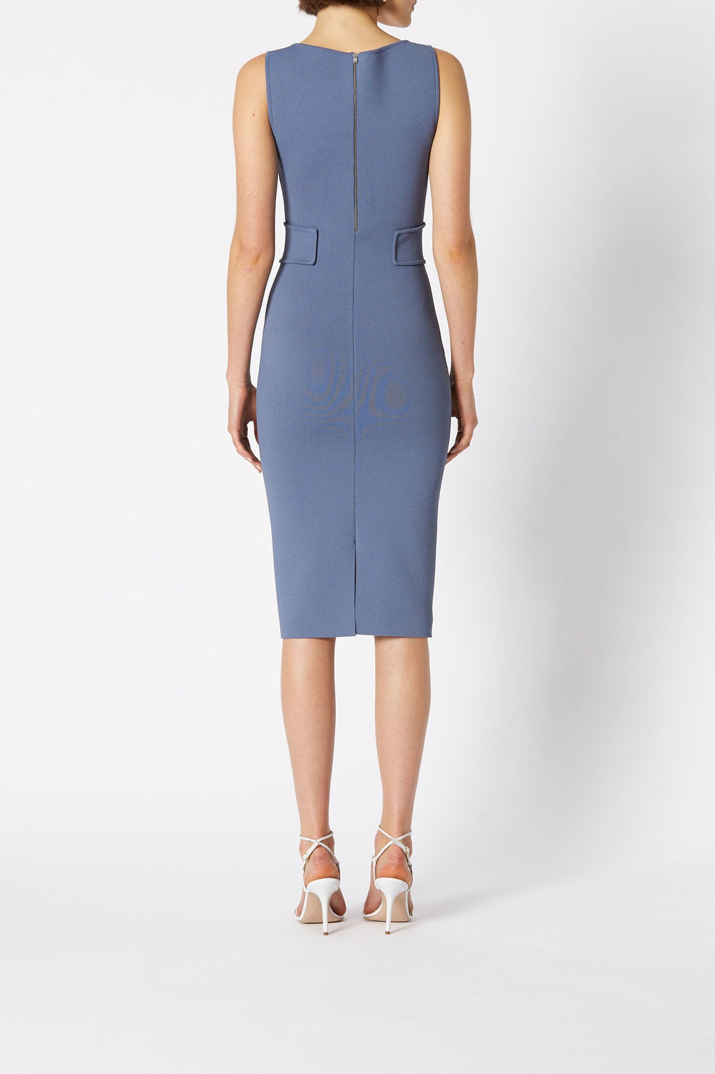 CREPE KNIT PANEL WAIST DRESS