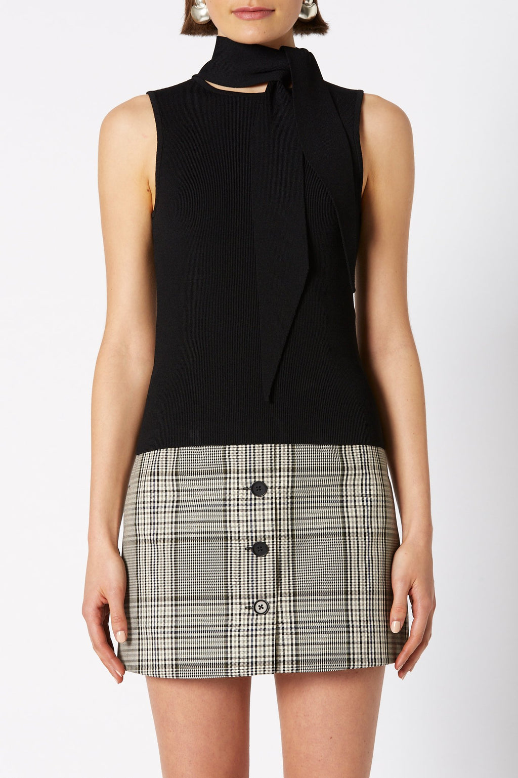 CREPE KNIT SLVLESS CRAVAT TANK