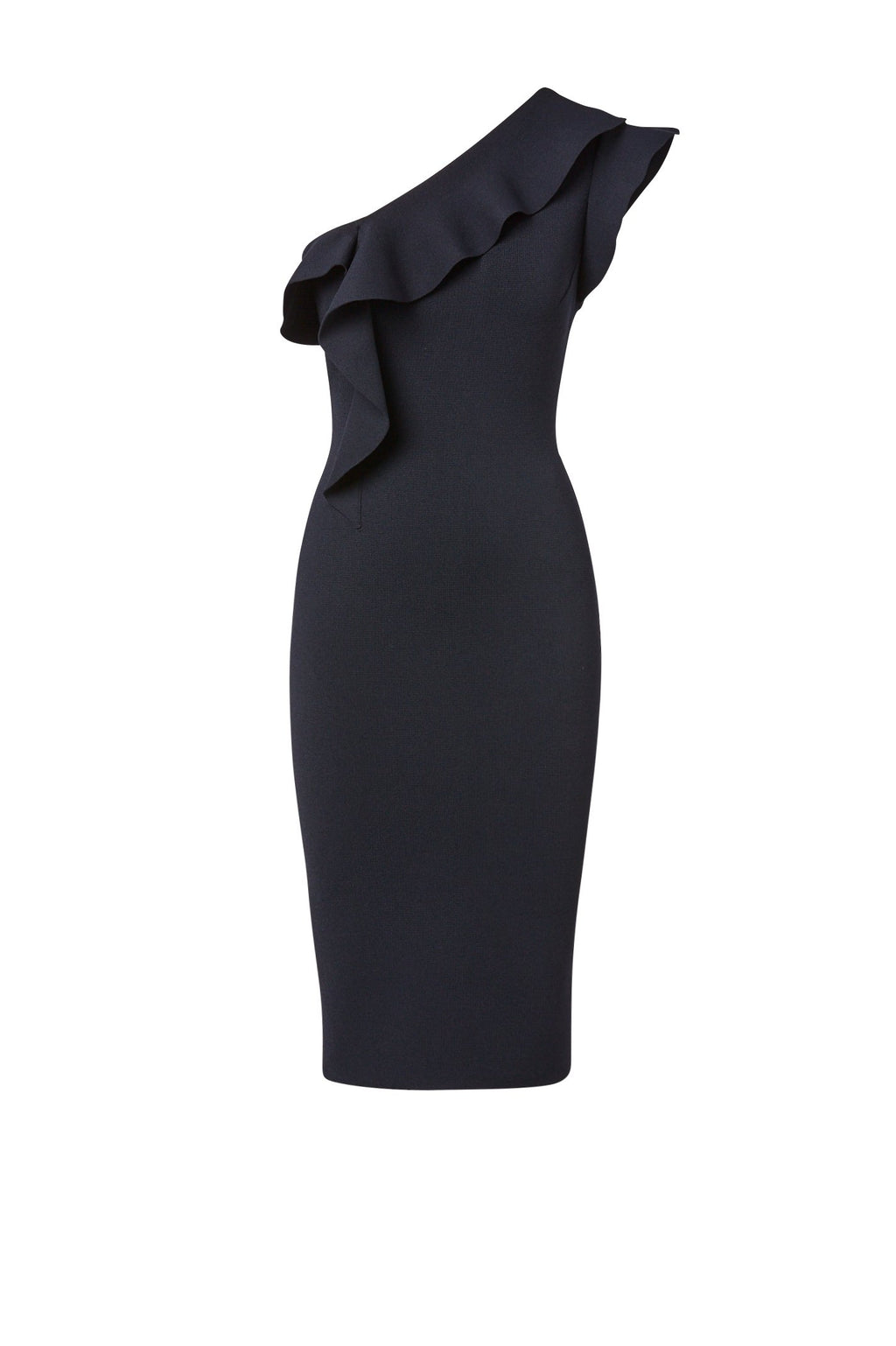 CREPE KNIT RUFFLE SHLDR DRESS