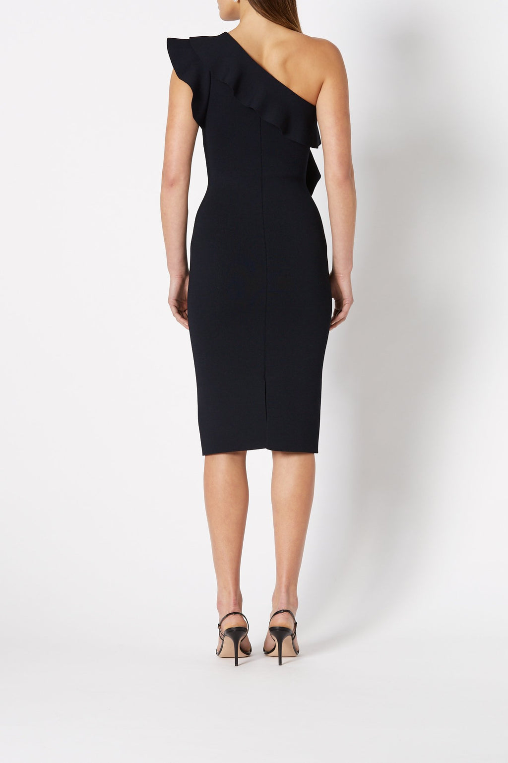 CREPE KNIT RUFFLE SHLDR DRESS