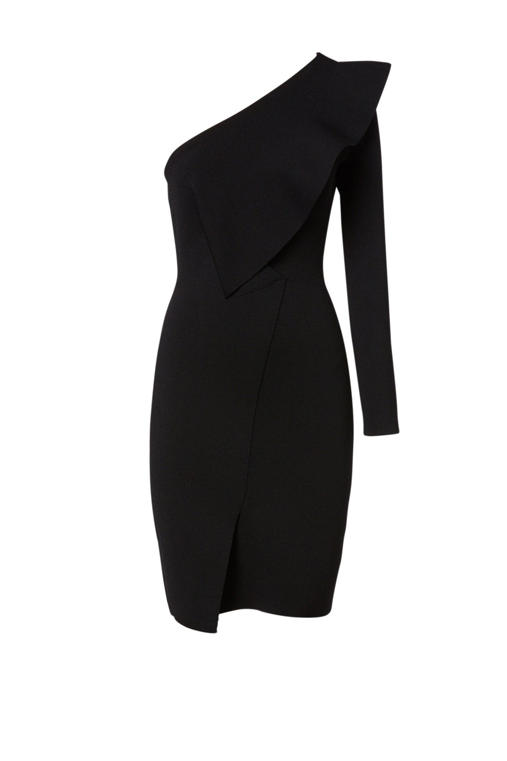 CREPE KNIT RUFFLE SLEEVE DRESS