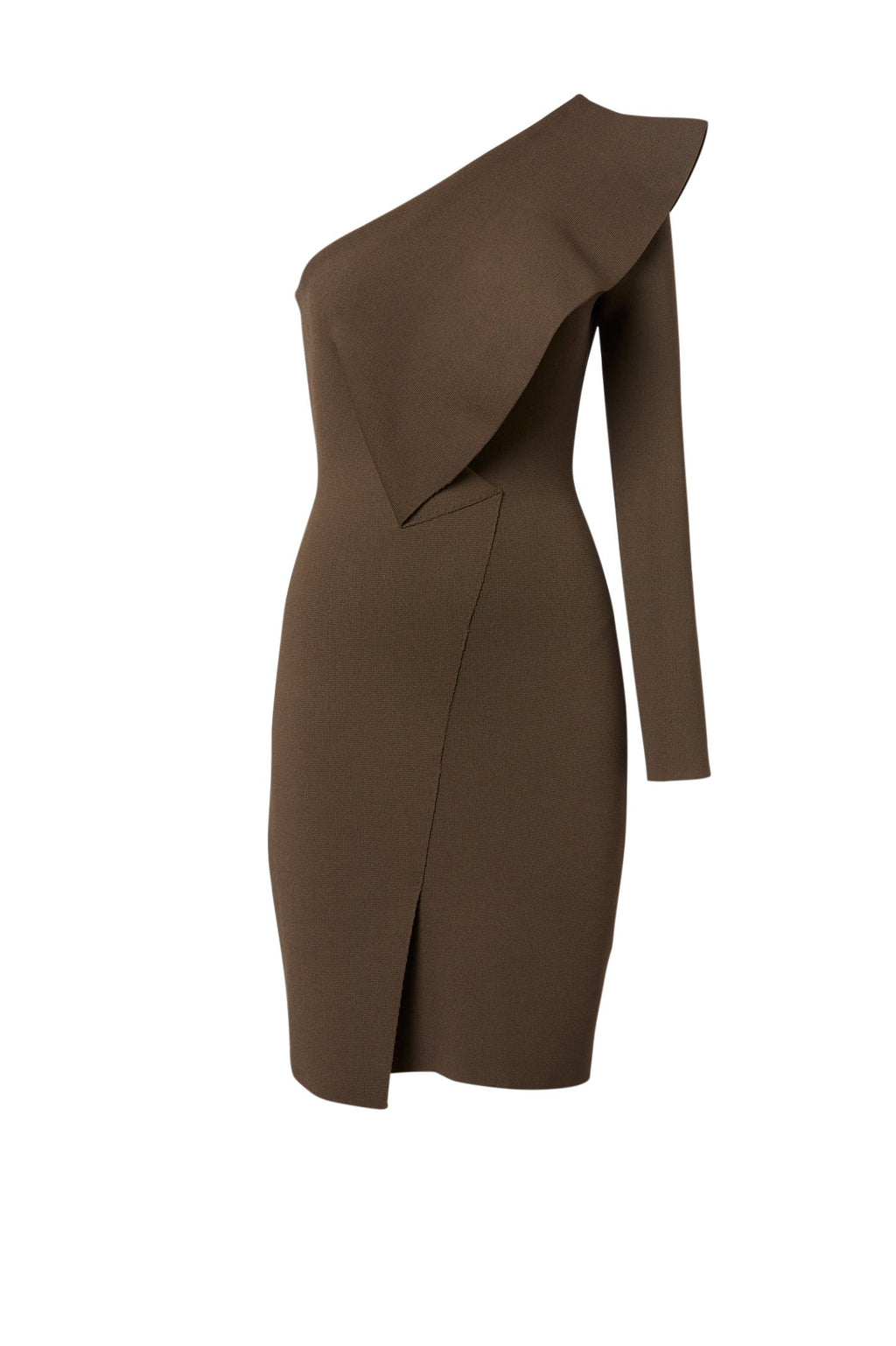 CREPE KNIT RUFFLE SLEEVE DRESS