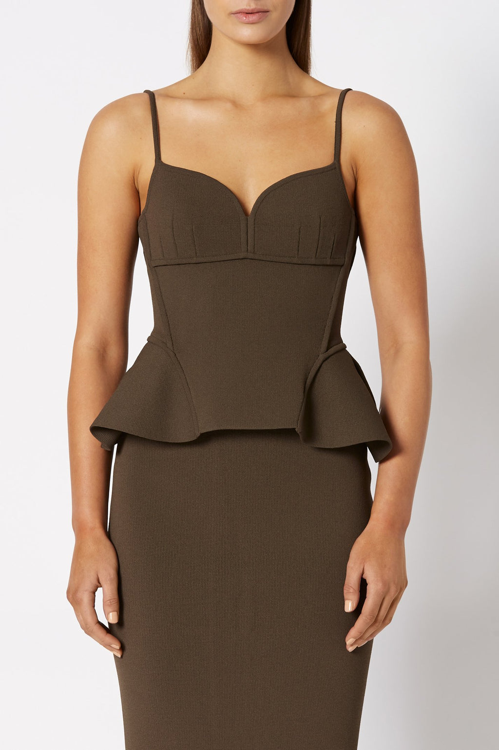 CREPE KNIT PEPLUM TOP