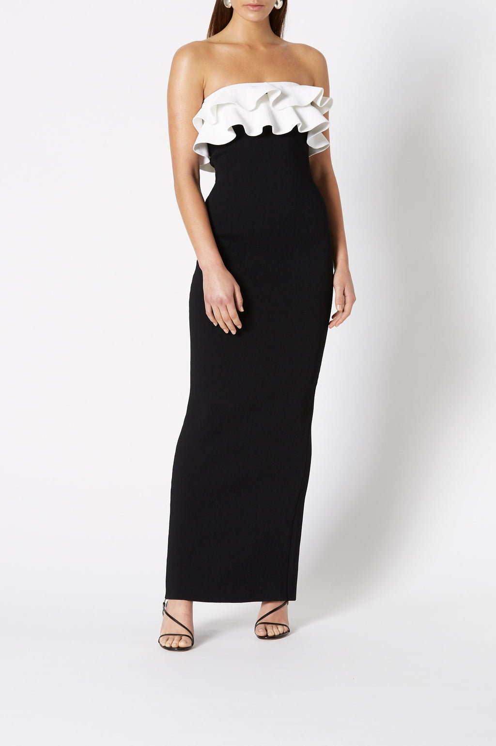 CREPE KNIT STRAPLESS LONG DRSS