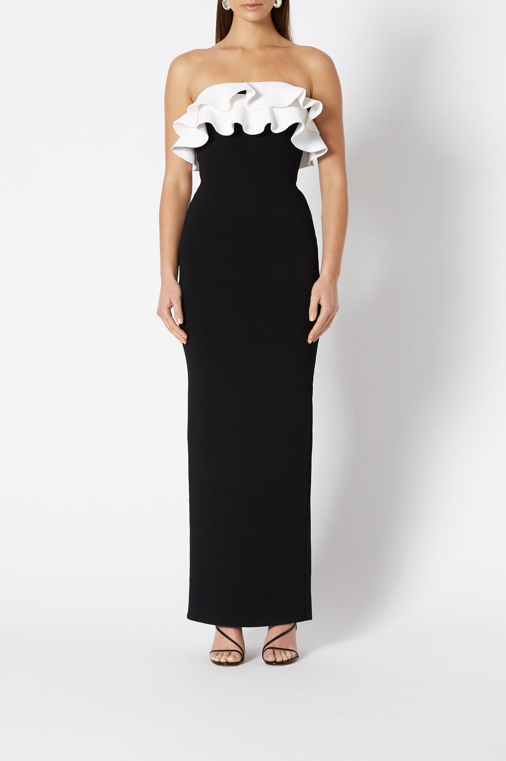 CREPE KNIT STRAPLESS LONG DRSS