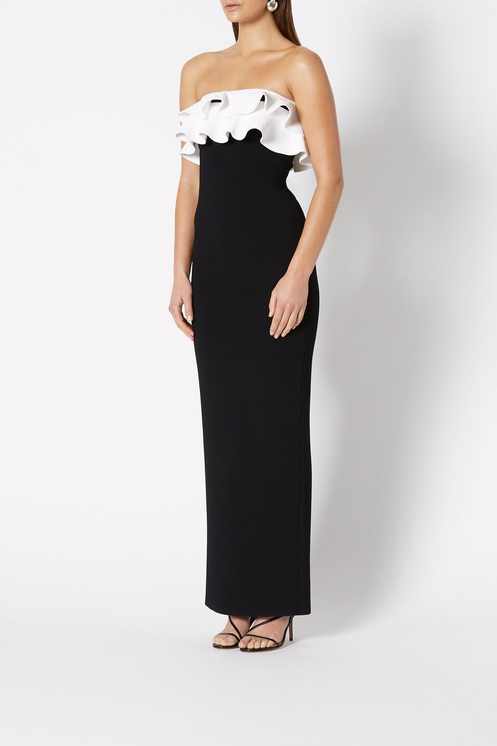 CREPE KNIT STRAPLESS LONG DRSS