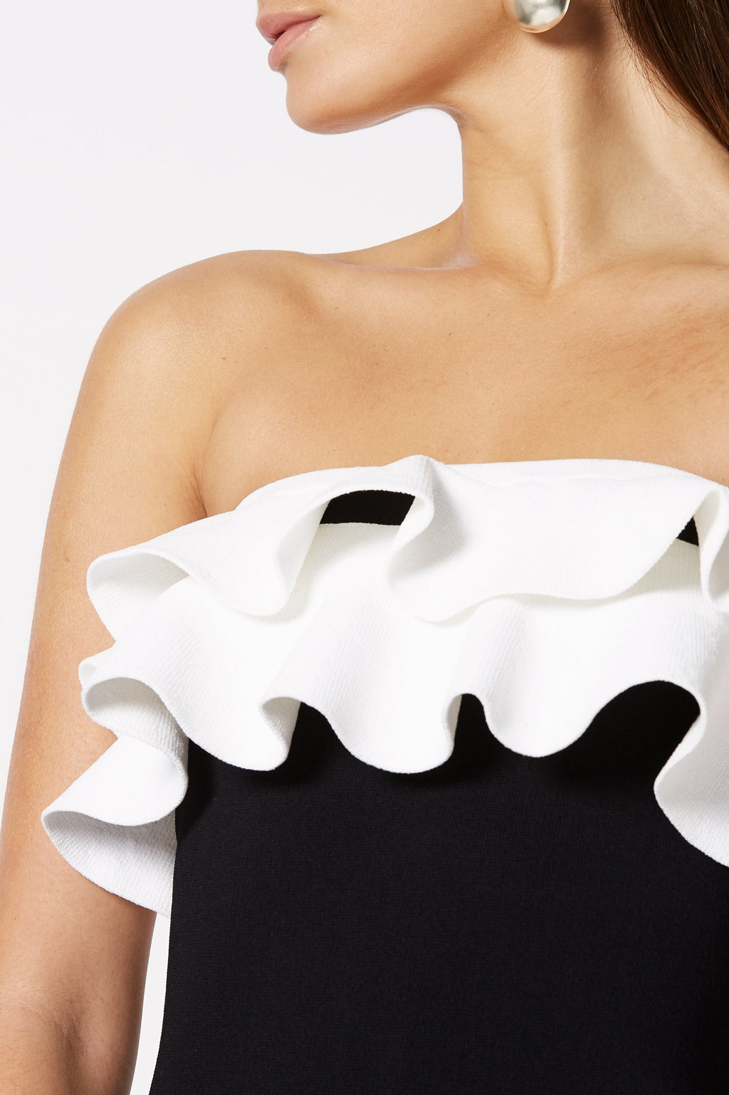 CREPE KNIT STRAPLESS LONG DRSS