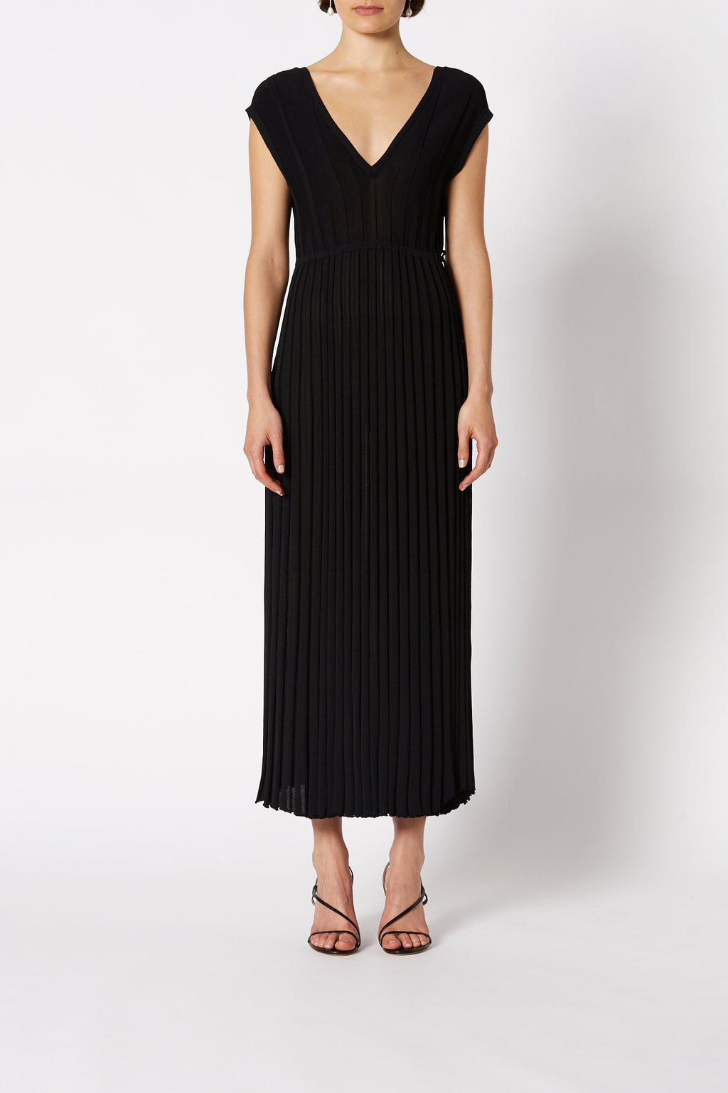 PLEATED RIB V-NECK GOWN 16