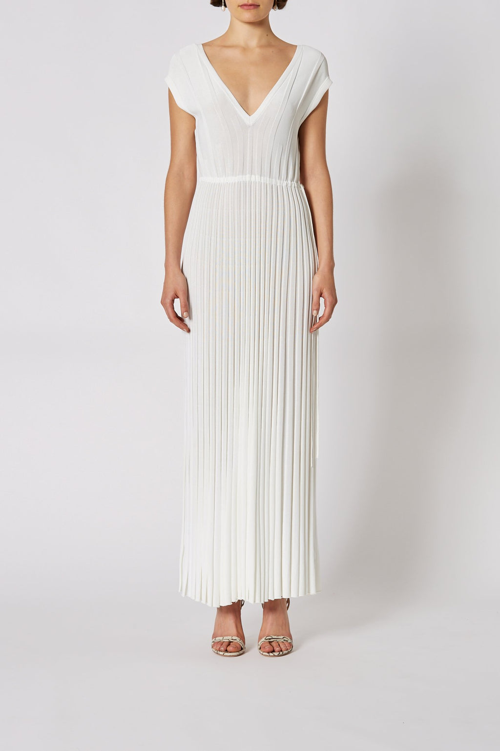 PLEATED RIB V-NECK GOWN 16