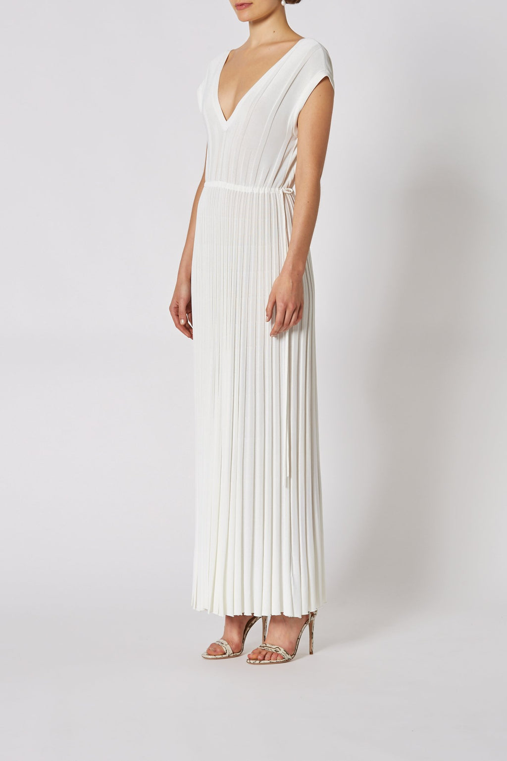 PLEATED RIB V-NECK GOWN 16