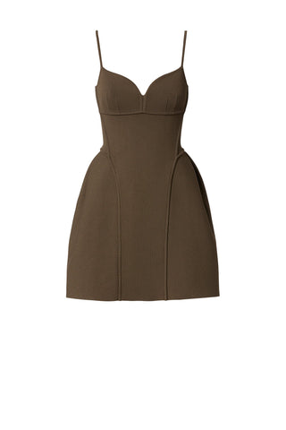 CREPE KNIT PEPLUM DRESS