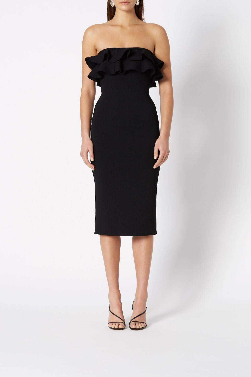 CREPE KNIT STRAPLESS DRESS