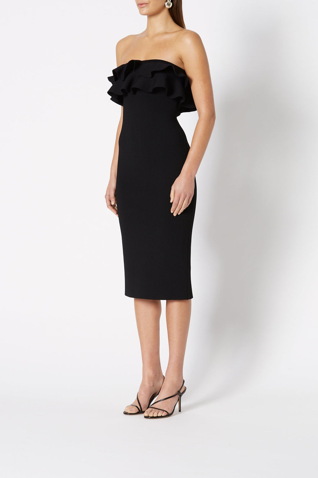 CREPE KNIT STRAPLESS DRESS