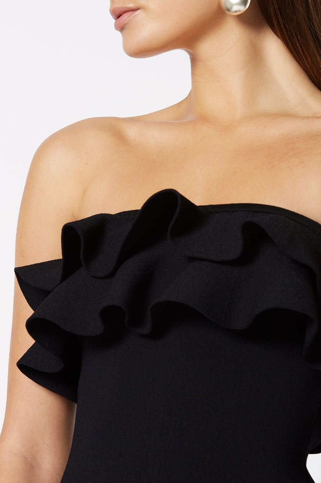 CREPE KNIT STRAPLESS DRESS
