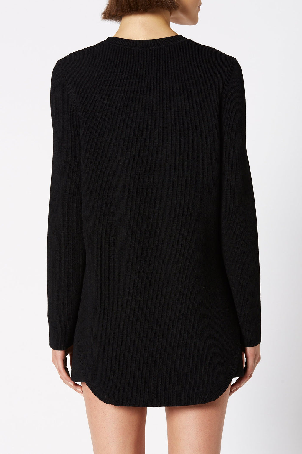 CREPE KNIT SHIRT TAIL SWEATER