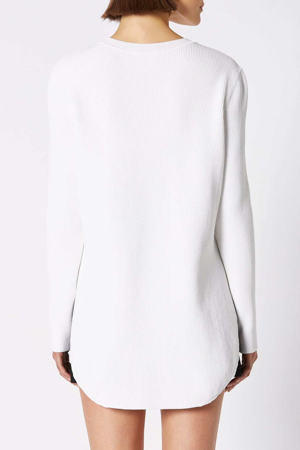 CREPE KNIT SHIRT TAIL SWEATER