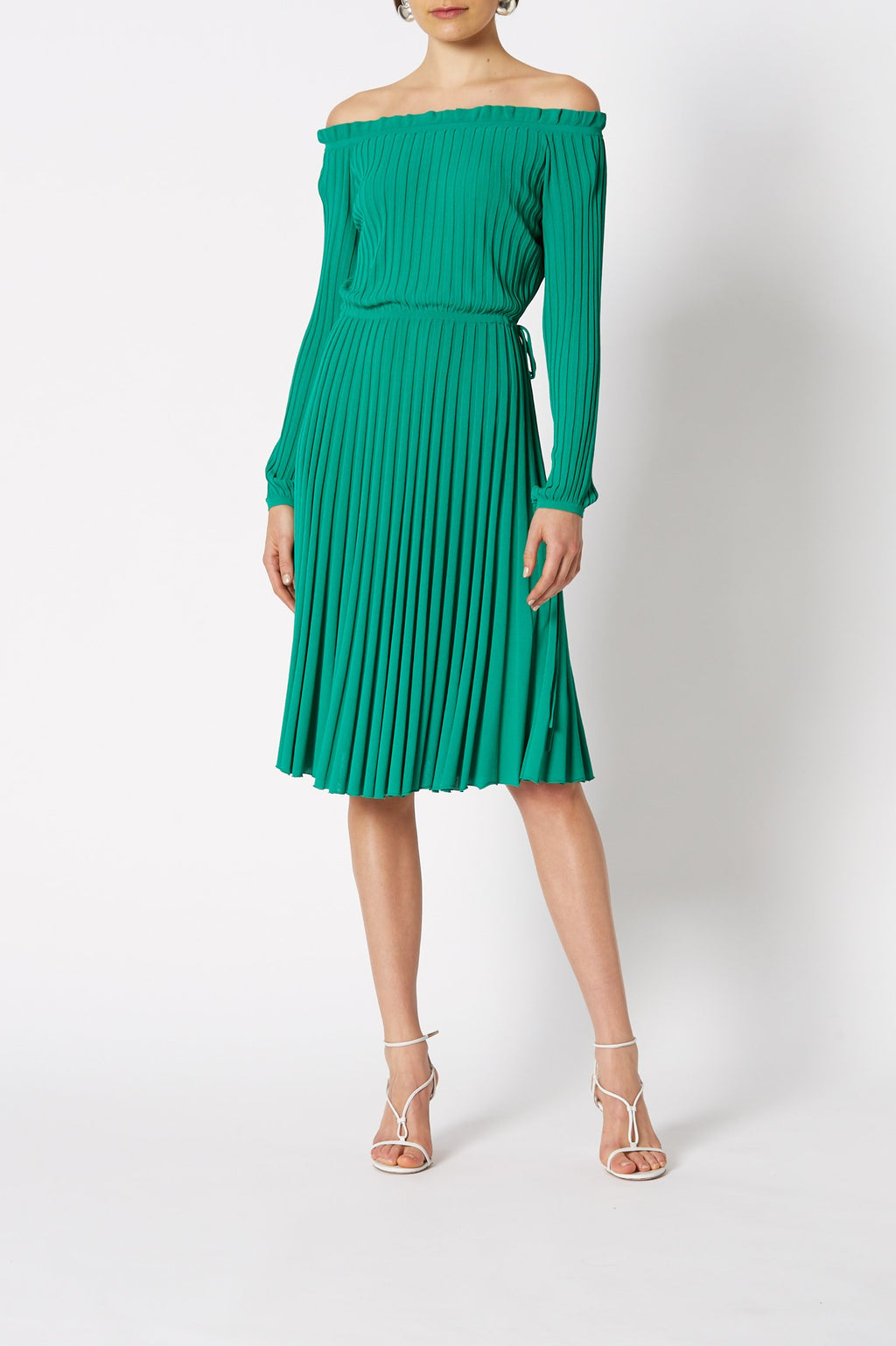 PLEATED RIB C-SHLD DRESS 16