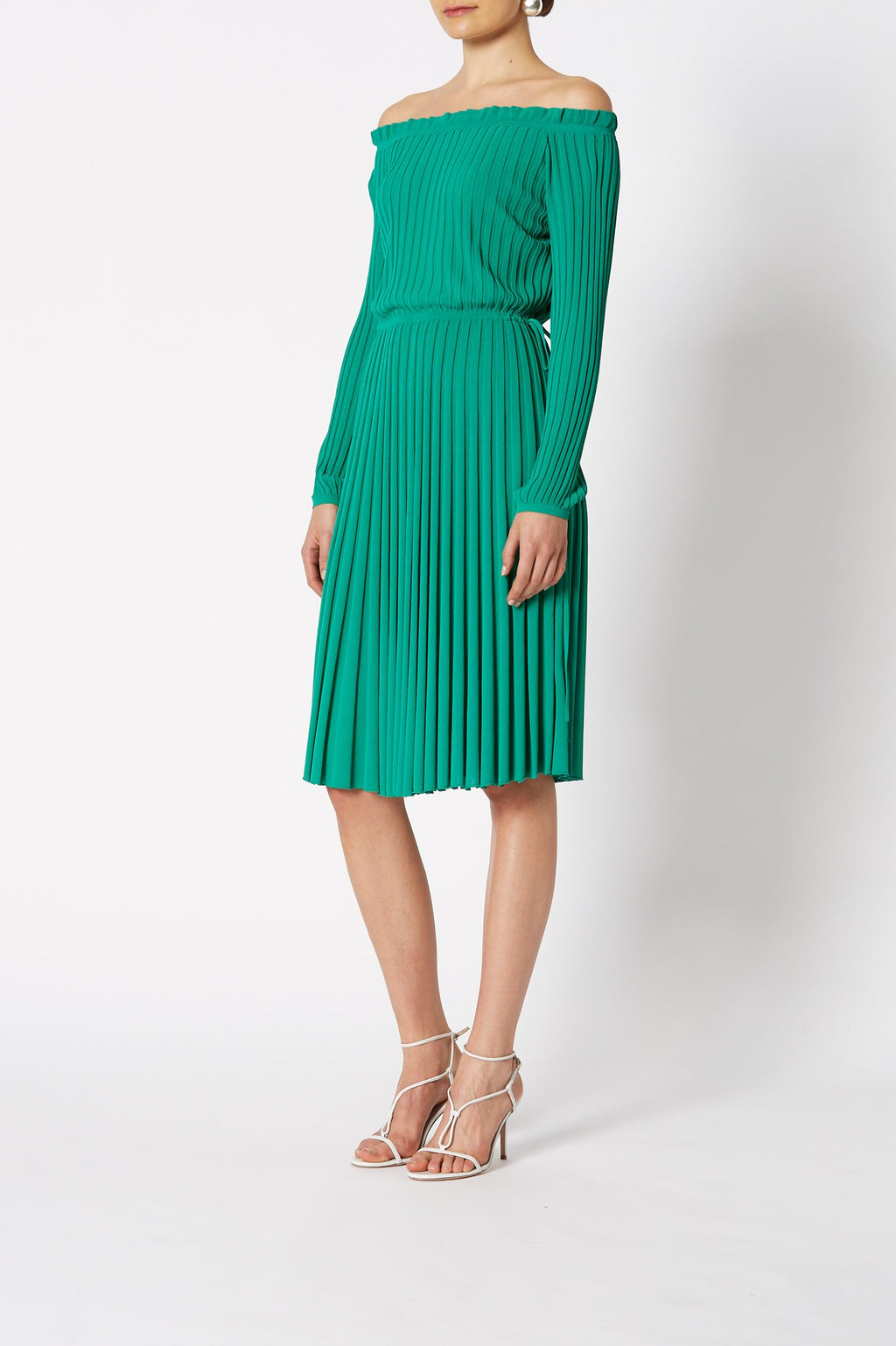 PLEATED RIB C-SHLD DRESS 16