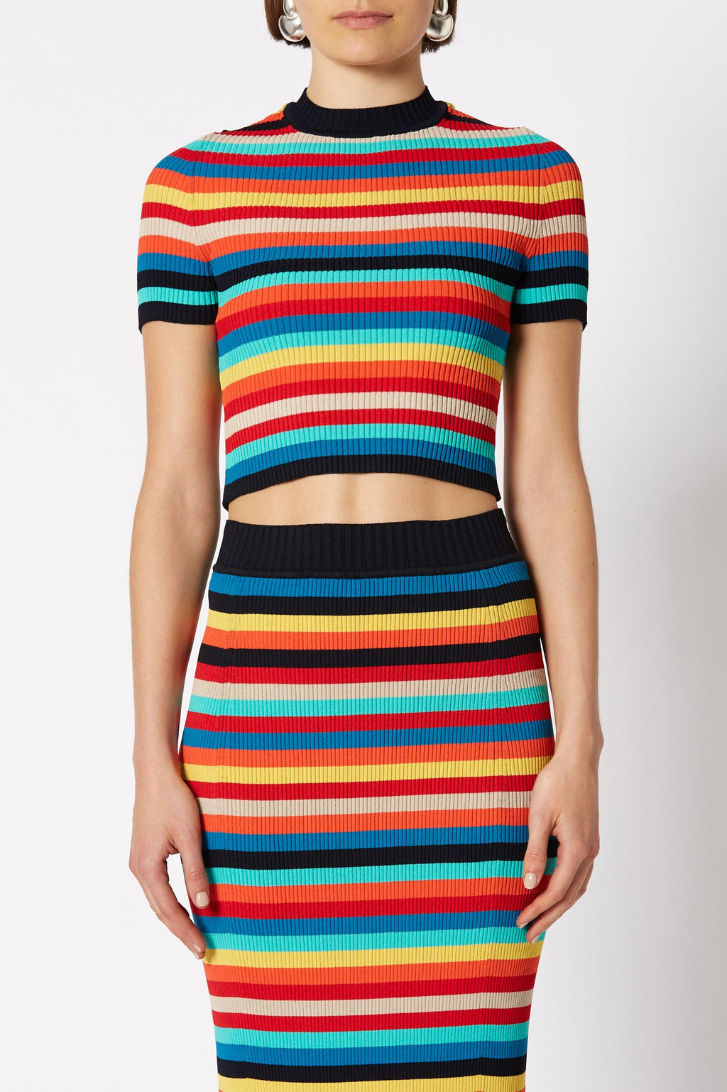 CREPE KNIT STRIPE TEE