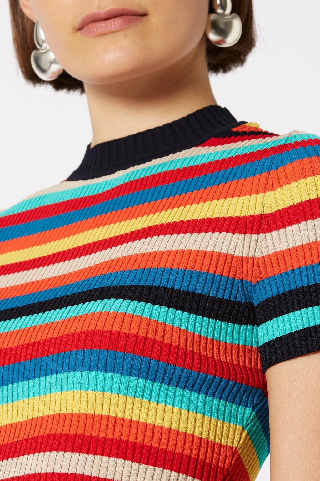 CREPE KNIT STRIPE TEE