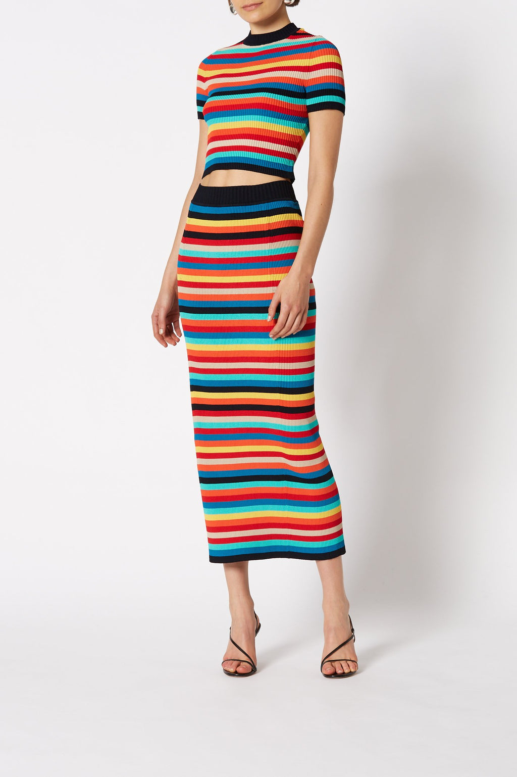 CREPE KNIT STRIPE SKIRT