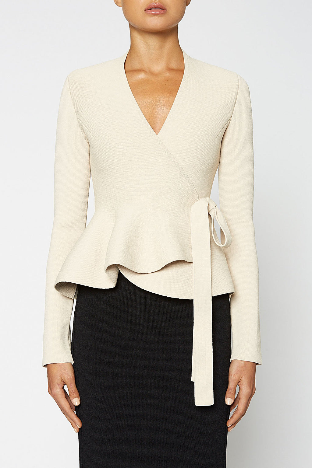 CREPE KNIT WRAP JACKET