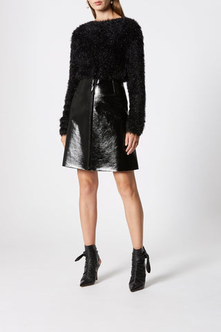 LEATHER A LINE SKIRT
