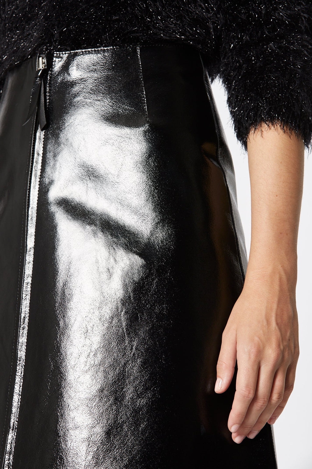 LEATHER A LINE SKIRT